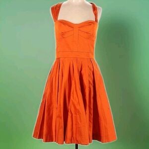 Sara Campbell Orange Halter Knee Length Cocktail Resort Dress Sz. 12, NWT